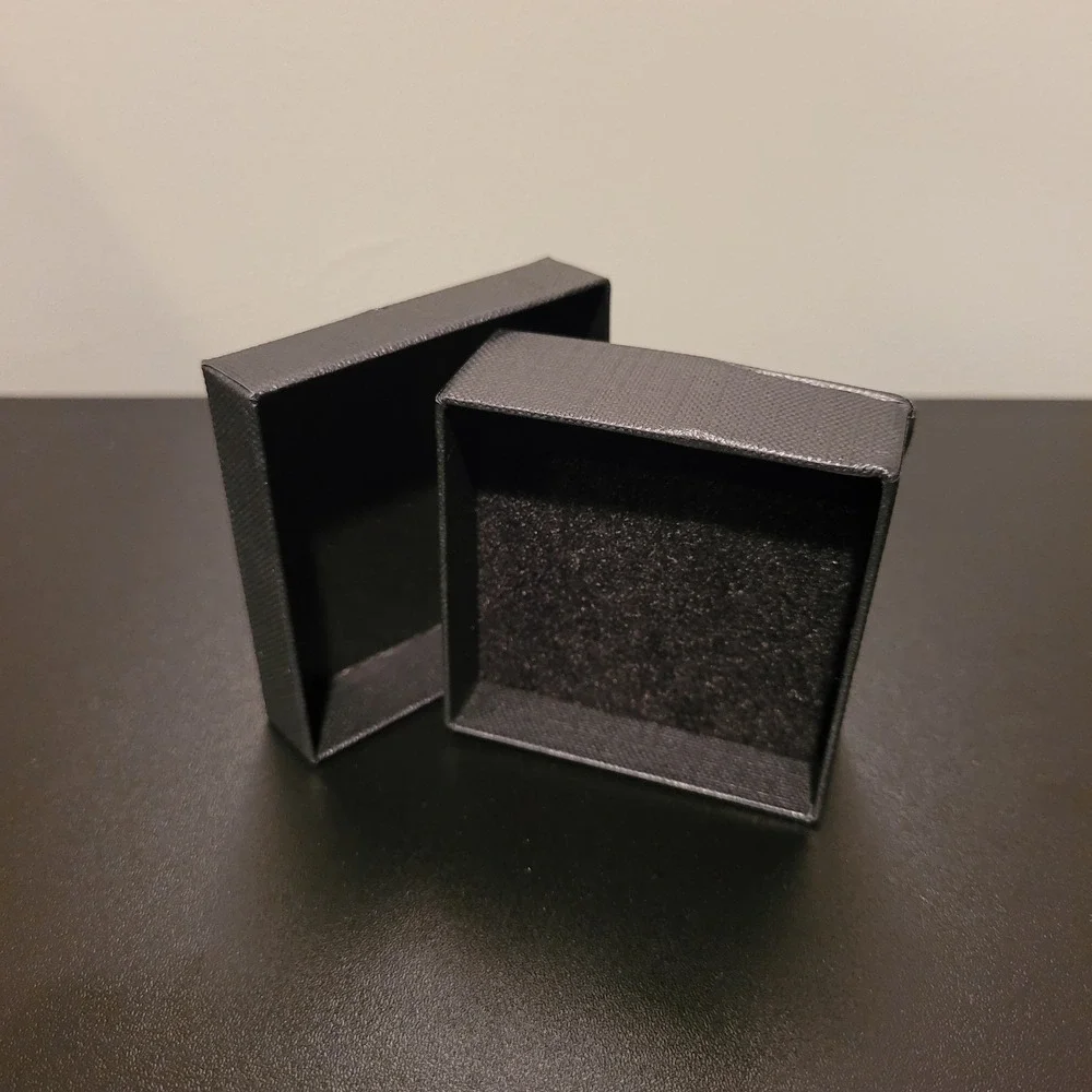 The Real Pearl Co. Small Square Jewelry Gift Box, Black Gold